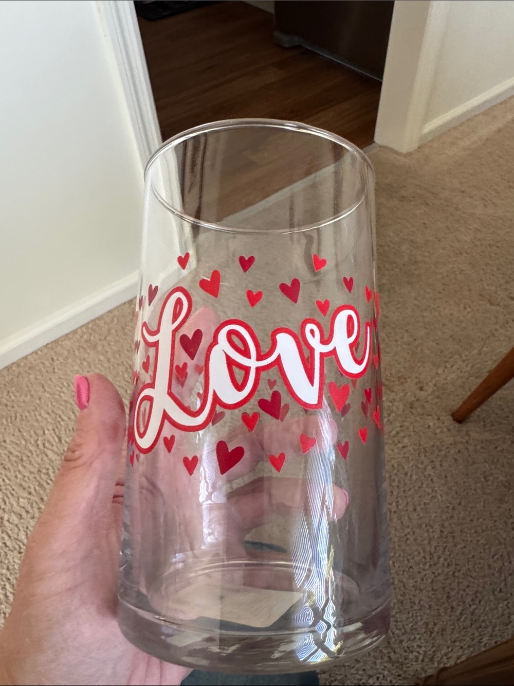 Love Heart Glass Vase - Pink Hearts